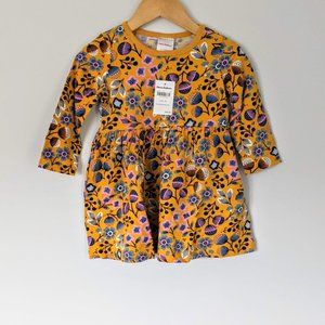 Hanna Andersson Long Sleeve Playdress Gold, Pink, Blue Floral 80 18-24 months
